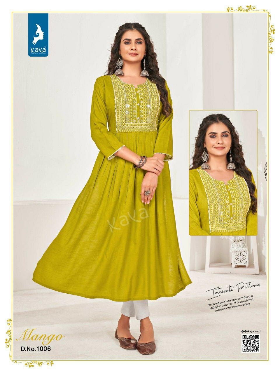 Kaya Mango Fancy Wear Stylish Designer Long Kurti Collection